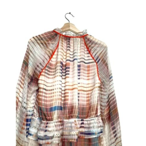 Anthropologie Adelyn Rae Grid Graphic Romper Ruffle Lined Size Small - Picture 12 of 12